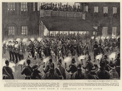 Het lange bewind van de koningin, een viering in Dublin Castle door Joseph Nash